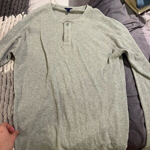 Hollister Gray Henley Waffle Long Sleeve L